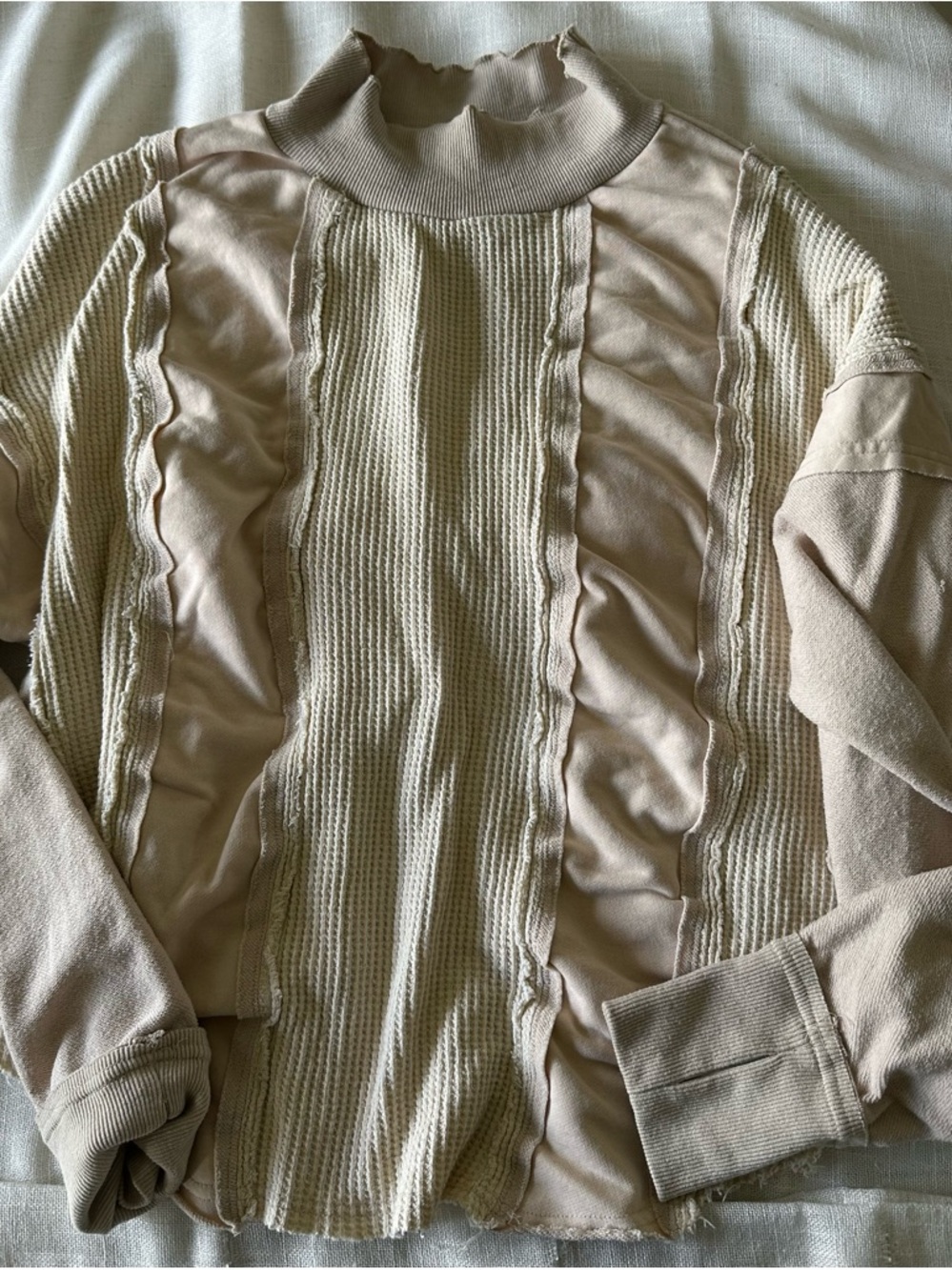 Oli & Hali Cream Ribbed Knit Sweater